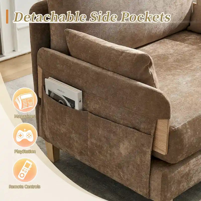 Fauteuil convertible inclinable en chenille avec 3 oreillers