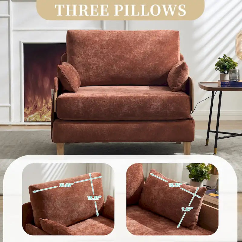Fauteuil convertible inclinable en chenille avec 3 oreillers