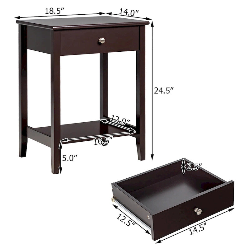 Table de chevet avec tiroir de rangement pour chambre à coucher