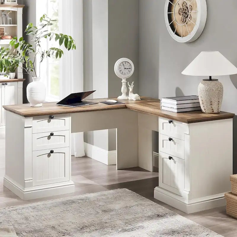 Bureau d'ordinateur de ferme, bureau d'ordinateur en bois avec station de chargement