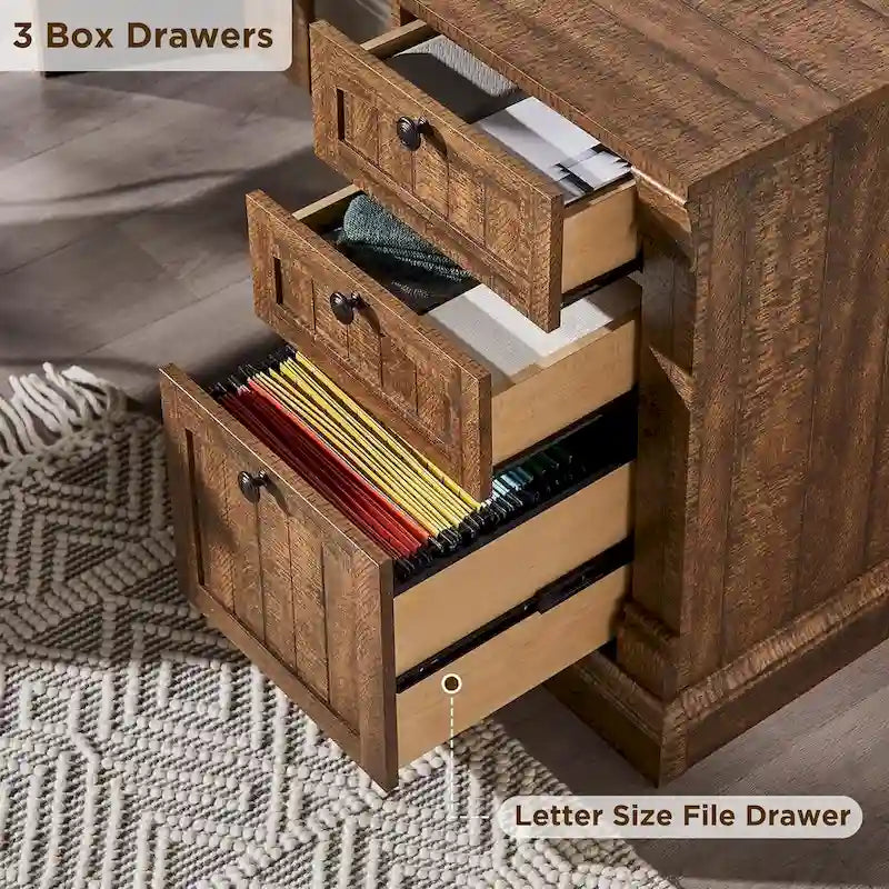 Bureau d'ordinateur de ferme, bureau d'ordinateur en bois avec station de chargement