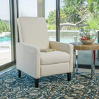 Fauteuil inclinable à dossier rembourré en tissu avec accoudoirs arrondis