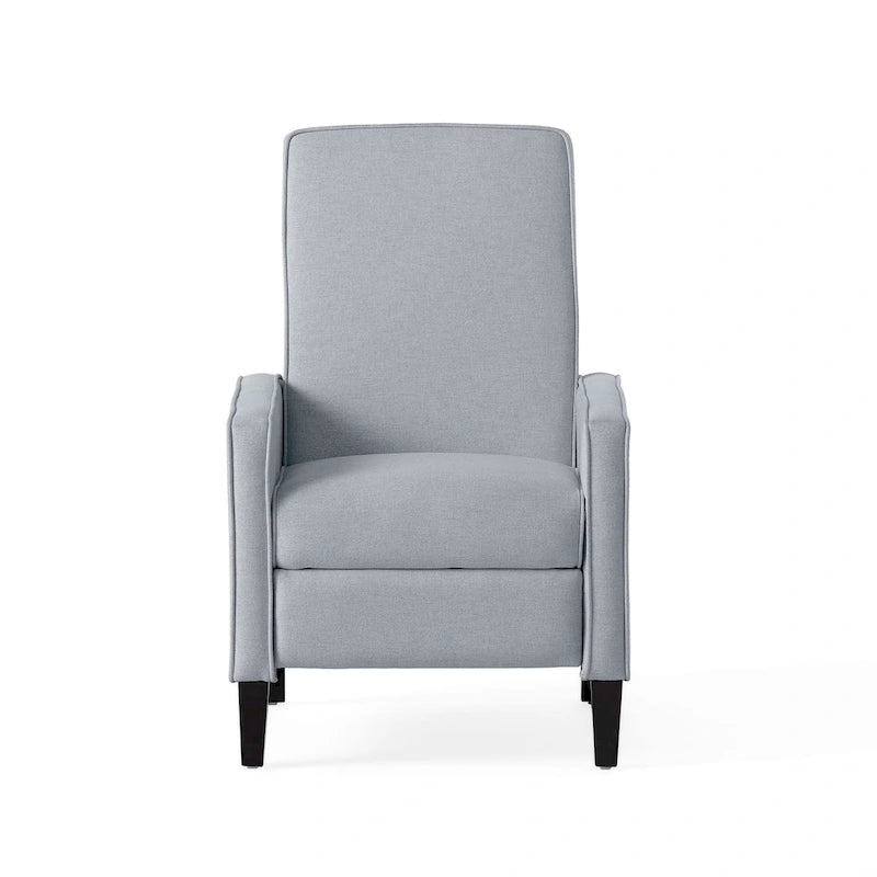 Fauteuil inclinable à dossier rembourré en tissu avec accoudoirs arrondis