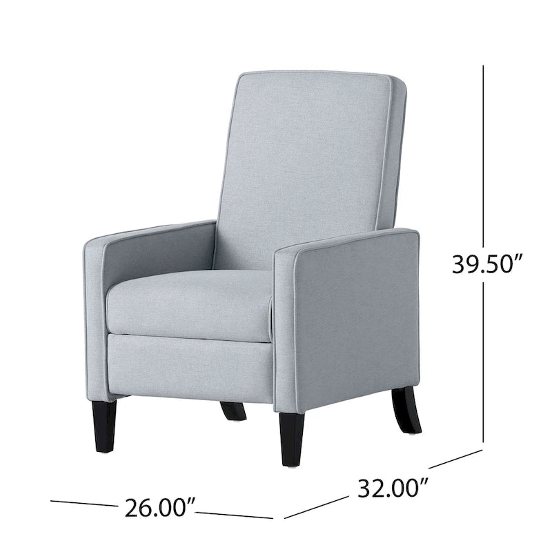 Fauteuil inclinable à dossier rembourré en tissu avec accoudoirs arrondis