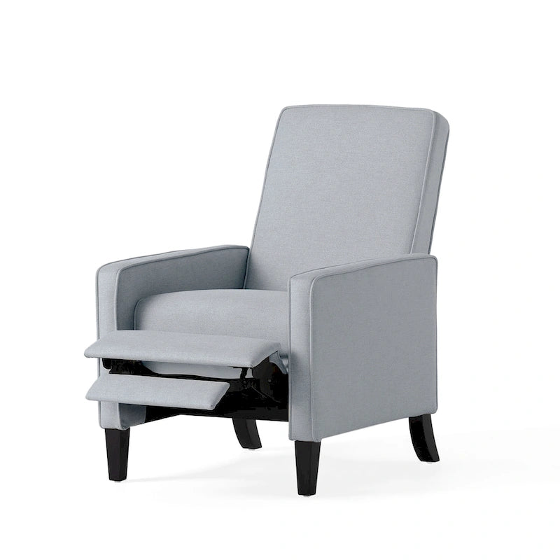 Fauteuil inclinable à dossier rembourré en tissu avec accoudoirs arrondis