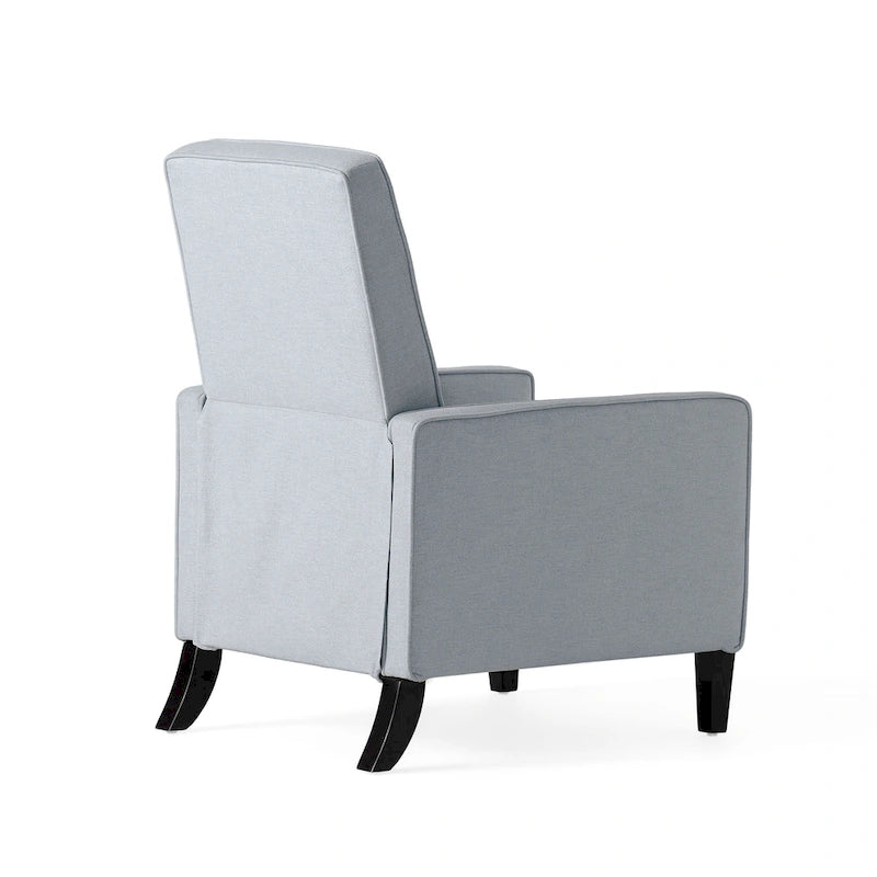 Fauteuil inclinable à dossier rembourré en tissu avec accoudoirs arrondis