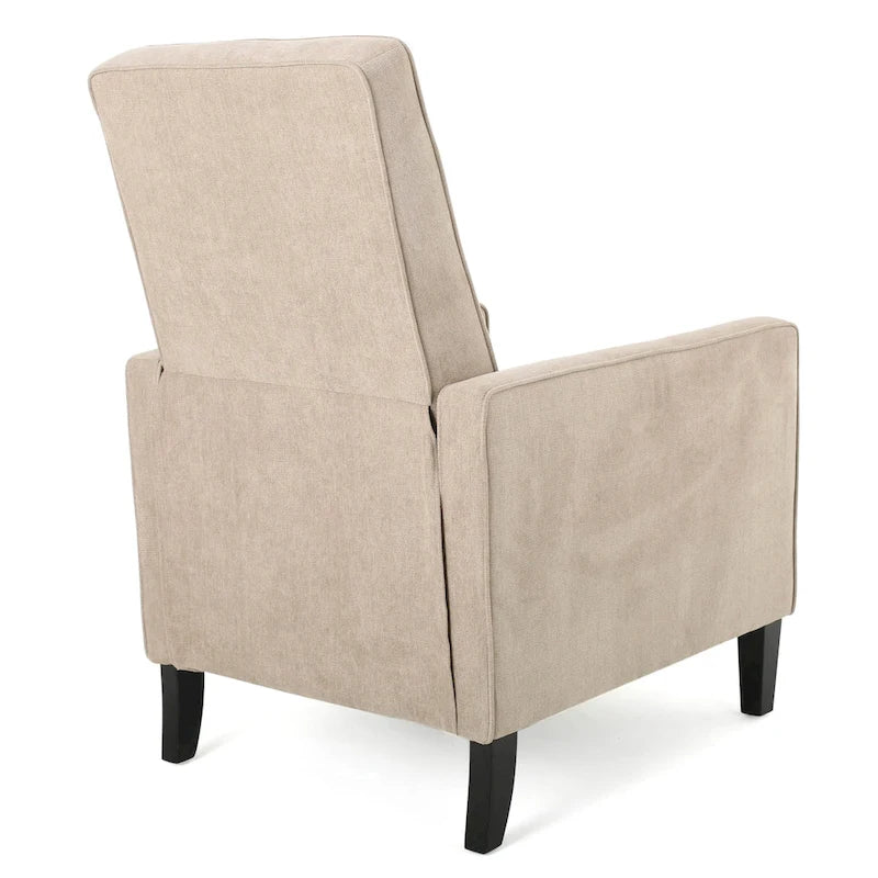 Fauteuil inclinable à dossier rembourré en tissu avec accoudoirs arrondis