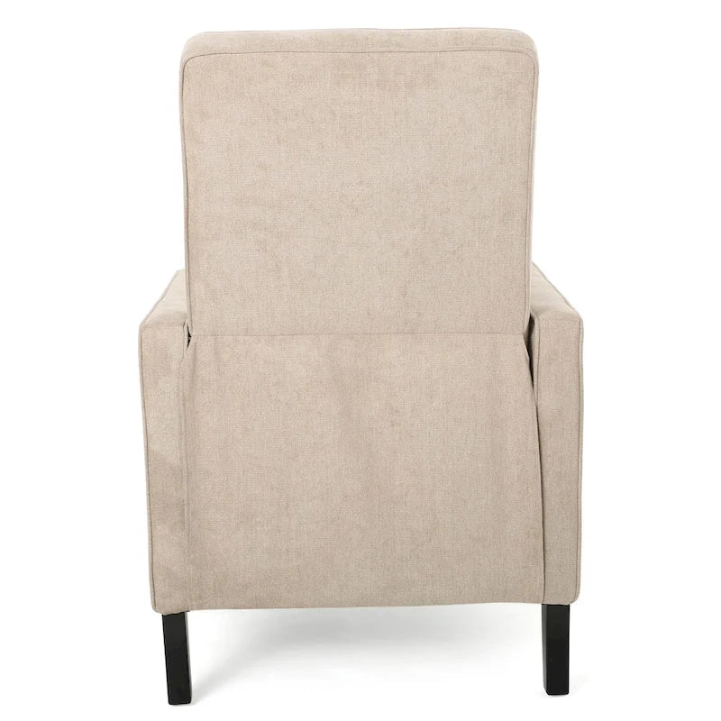 Fauteuil inclinable à dossier rembourré en tissu avec accoudoirs arrondis