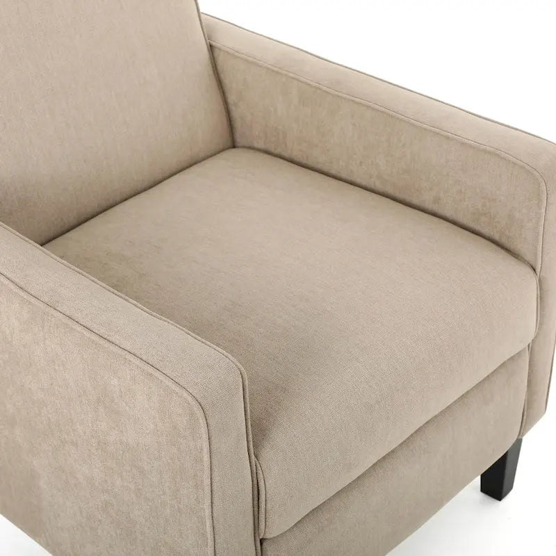 Fauteuil inclinable à dossier rembourré en tissu avec accoudoirs arrondis