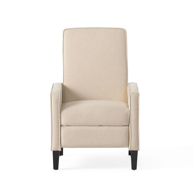 Fauteuil inclinable à dossier rembourré en tissu avec accoudoirs arrondis