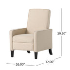 Fauteuil inclinable à dossier rembourré en tissu avec accoudoirs arrondis