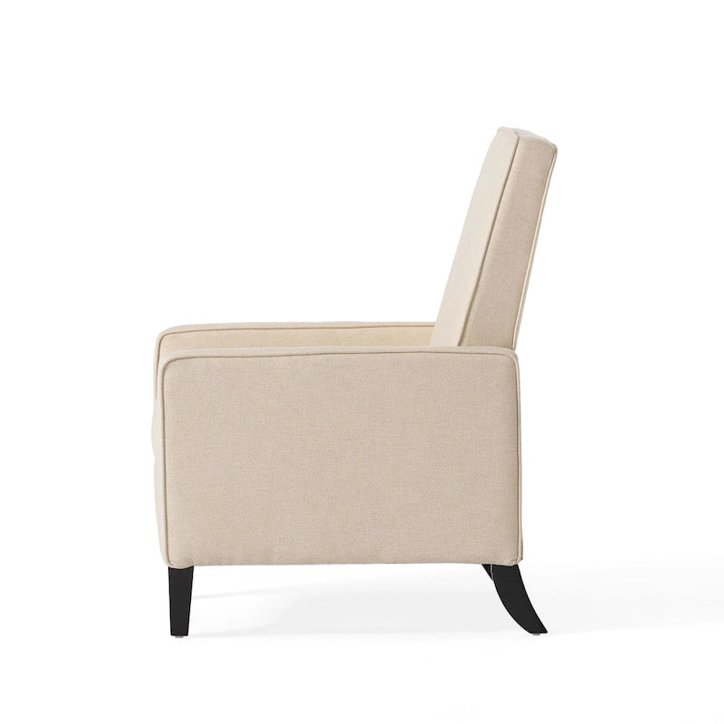 Fauteuil inclinable à dossier rembourré en tissu avec accoudoirs arrondis
