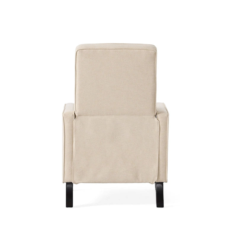 Fauteuil inclinable à dossier rembourré en tissu avec accoudoirs arrondis