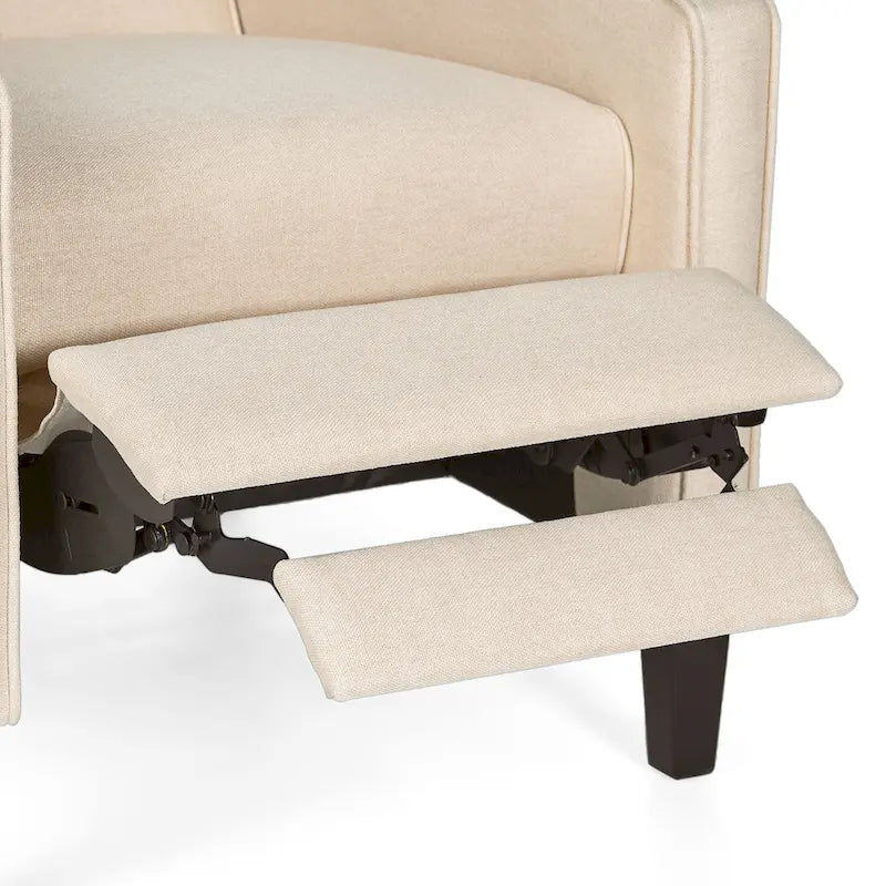 Fauteuil inclinable à dossier rembourré en tissu avec accoudoirs arrondis