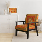 Chaise d'appoint bohème chic rembourrée à motif de carreaux oranges - Fauteuil