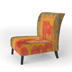 Chaise d'appoint bohème chic rembourrée à motif de carreaux oranges - Fauteuil