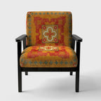 Chaise d'appoint bohème chic rembourrée à motif de carreaux oranges - Fauteuil