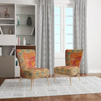 Chaise d'appoint bohème chic rembourrée à motif de carreaux oranges - Fauteuil