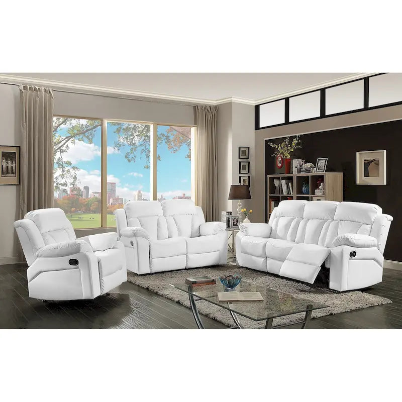 Canapé inclinable droit en similicuir à bras évasés de 85 po de largeur - 37L x 85W x 41H