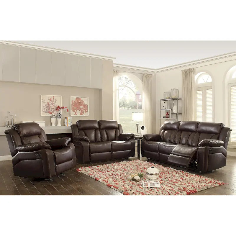 Canapé inclinable droit en similicuir à bras évasés de 85 po de largeur - 37L x 85W x 41H
