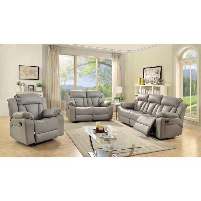 Canapé inclinable droit en similicuir à bras évasés de 85 po de largeur - 37L x 85W x 41H