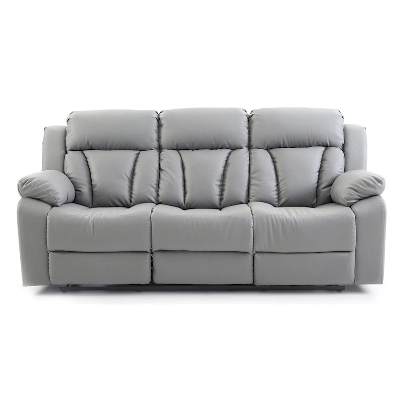 Canapé inclinable droit en similicuir à bras évasés de 85 po de largeur - 37L x 85W x 41H
