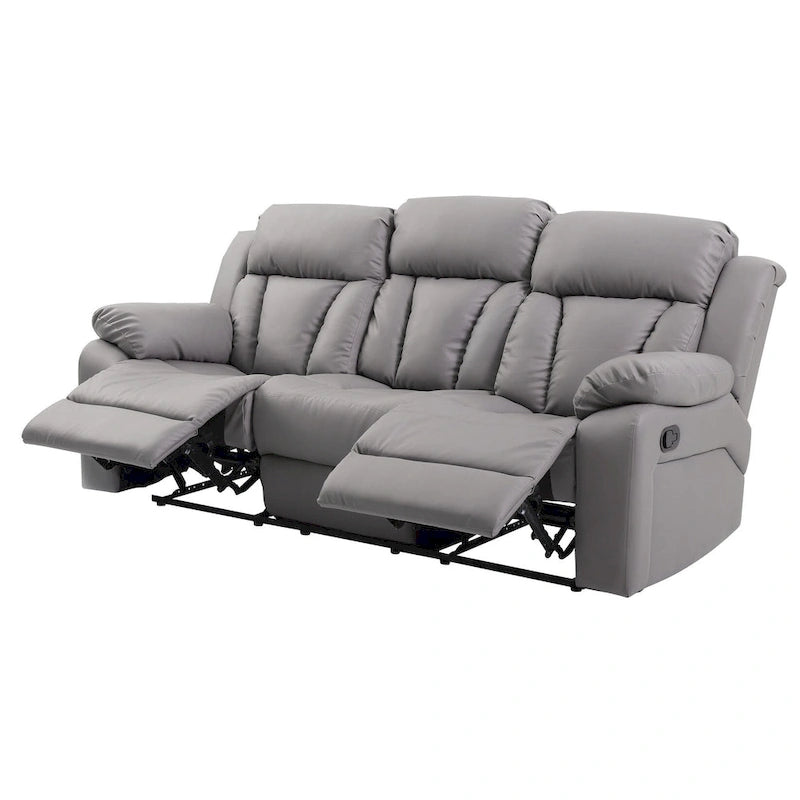 Canapé inclinable droit en similicuir à bras évasés de 85 po de largeur - 37L x 85W x 41H