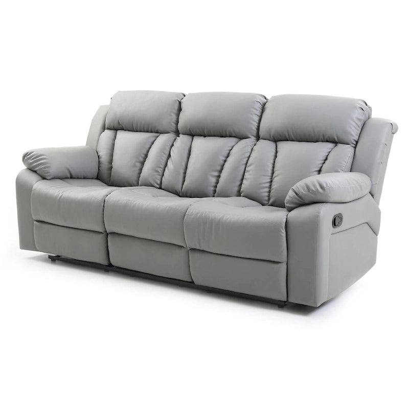 Canapé inclinable droit en similicuir à bras évasés de 85 po de largeur - 37L x 85W x 41H