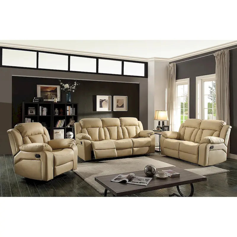 Canapé inclinable droit en similicuir à bras évasés de 85 po de largeur - 37L x 85W x 41H