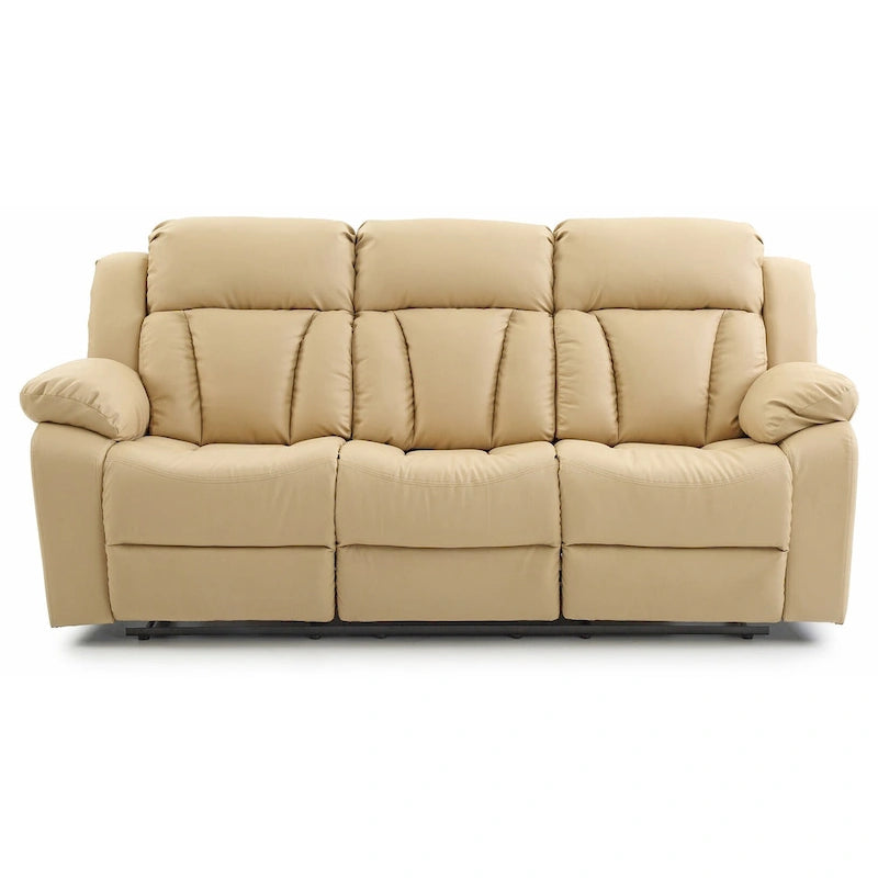Canapé inclinable droit en similicuir à bras évasés de 85 po de largeur - 37L x 85W x 41H