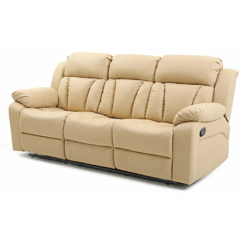 Canapé inclinable droit en similicuir à bras évasés de 85 po de largeur - 37L x 85W x 41H