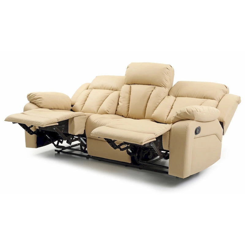 Canapé inclinable droit en similicuir à bras évasés de 85 po de largeur - 37L x 85W x 41H