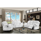 Canapé inclinable droit en similicuir à bras évasés de 85 po de largeur - 37L x 85W x 41H