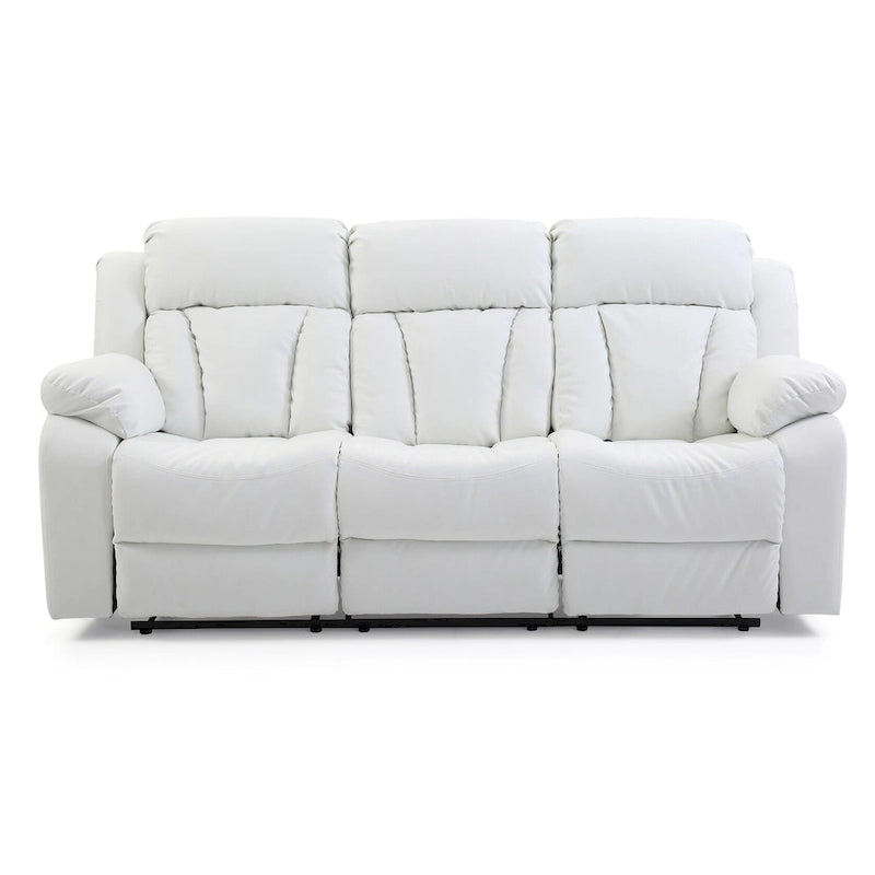Canapé inclinable droit en similicuir à bras évasés de 85 po de largeur - 37L x 85W x 41H