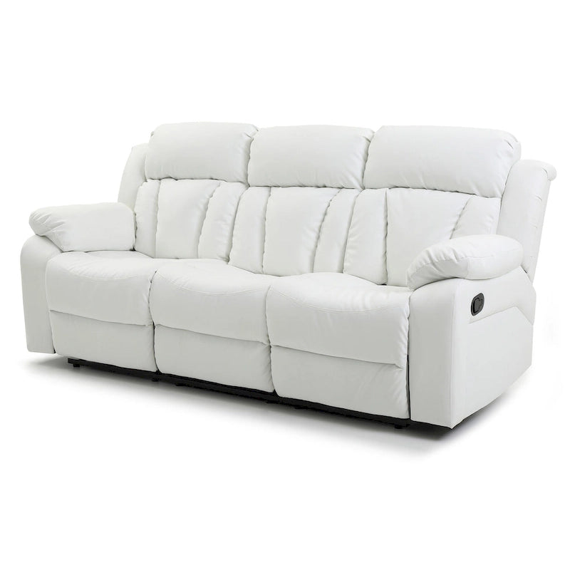 Canapé inclinable droit en similicuir à bras évasés de 85 po de largeur - 37L x 85W x 41H