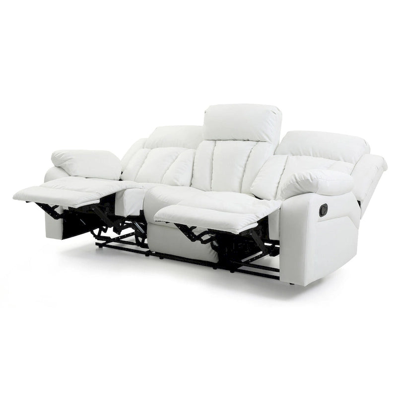 Canapé inclinable droit en similicuir à bras évasés de 85 po de largeur - 37L x 85W x 41H