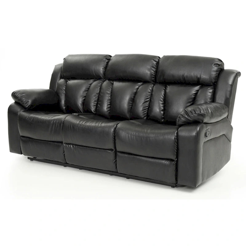 Canapé inclinable droit en similicuir à bras évasés de 85 po de largeur - 37L x 85W x 41H