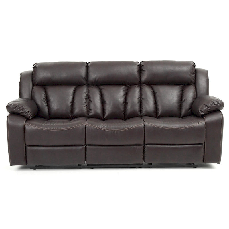 Canapé inclinable droit en similicuir à bras évasés de 85 po de largeur - 37L x 85W x 41H