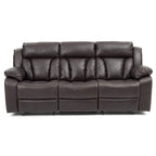 Canapé inclinable droit en similicuir à bras évasés de 85 po de largeur - 37L x 85W x 41H