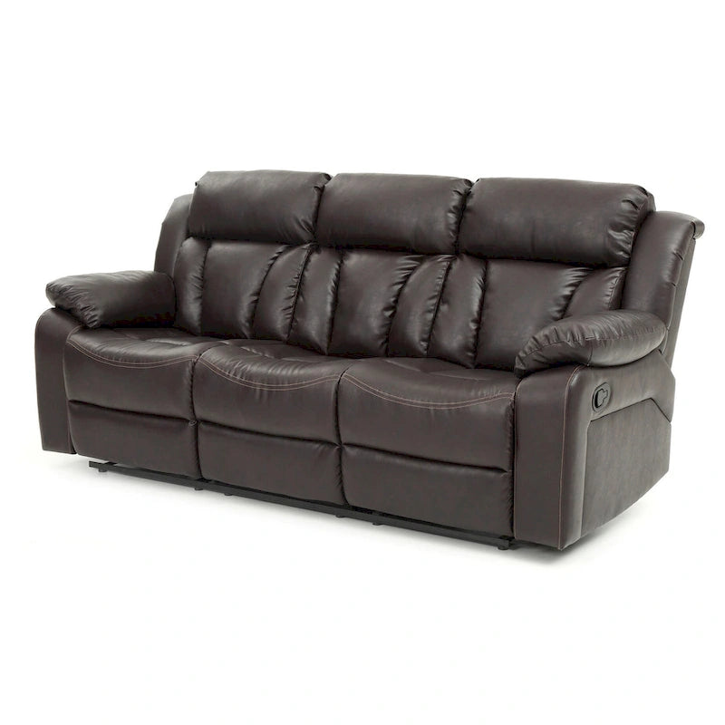 Canapé inclinable droit en similicuir à bras évasés de 85 po de largeur - 37L x 85W x 41H