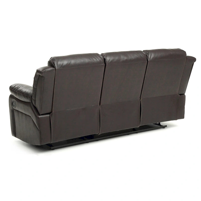 Canapé inclinable droit en similicuir à bras évasés de 85 po de largeur - 37L x 85W x 41H