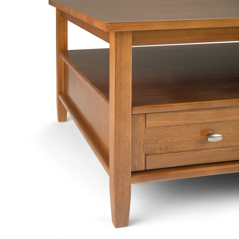 Table basse carrée de style transitionnel en bois massif, 36 pouces de large - 36 x 36 x 18,5