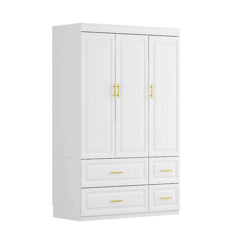 Grande armoire en bois avec portes à panneaux surélevés