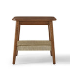 23 Table d'appoint du milieu du siècle avec étagère tressée