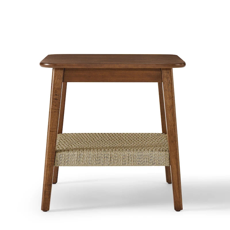 23 Table d'appoint du milieu du siècle avec étagère tressée
