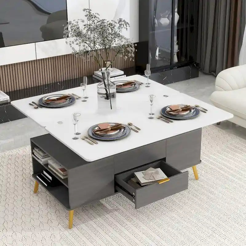 Table basse relevable moderne, multifonctionnelle avec tiroirs
