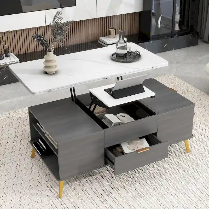 Table basse relevable moderne, multifonctionnelle avec tiroirs