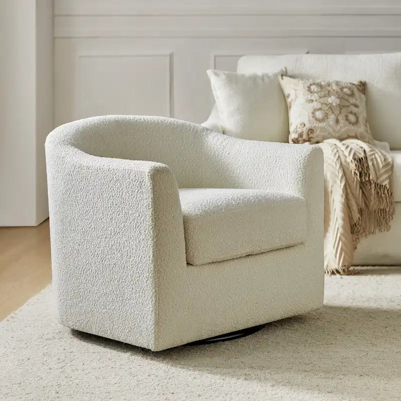 Fauteuil de bureau pivotant ergonomique moderne en tissu bouclette
