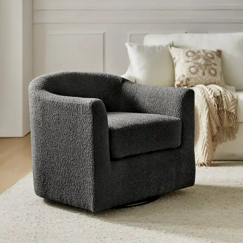 Fauteuil de bureau pivotant ergonomique moderne en tissu bouclette