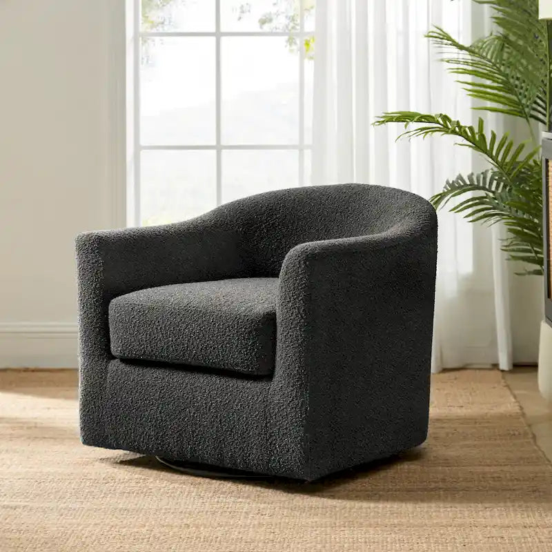 Fauteuil de bureau pivotant ergonomique moderne en tissu bouclette